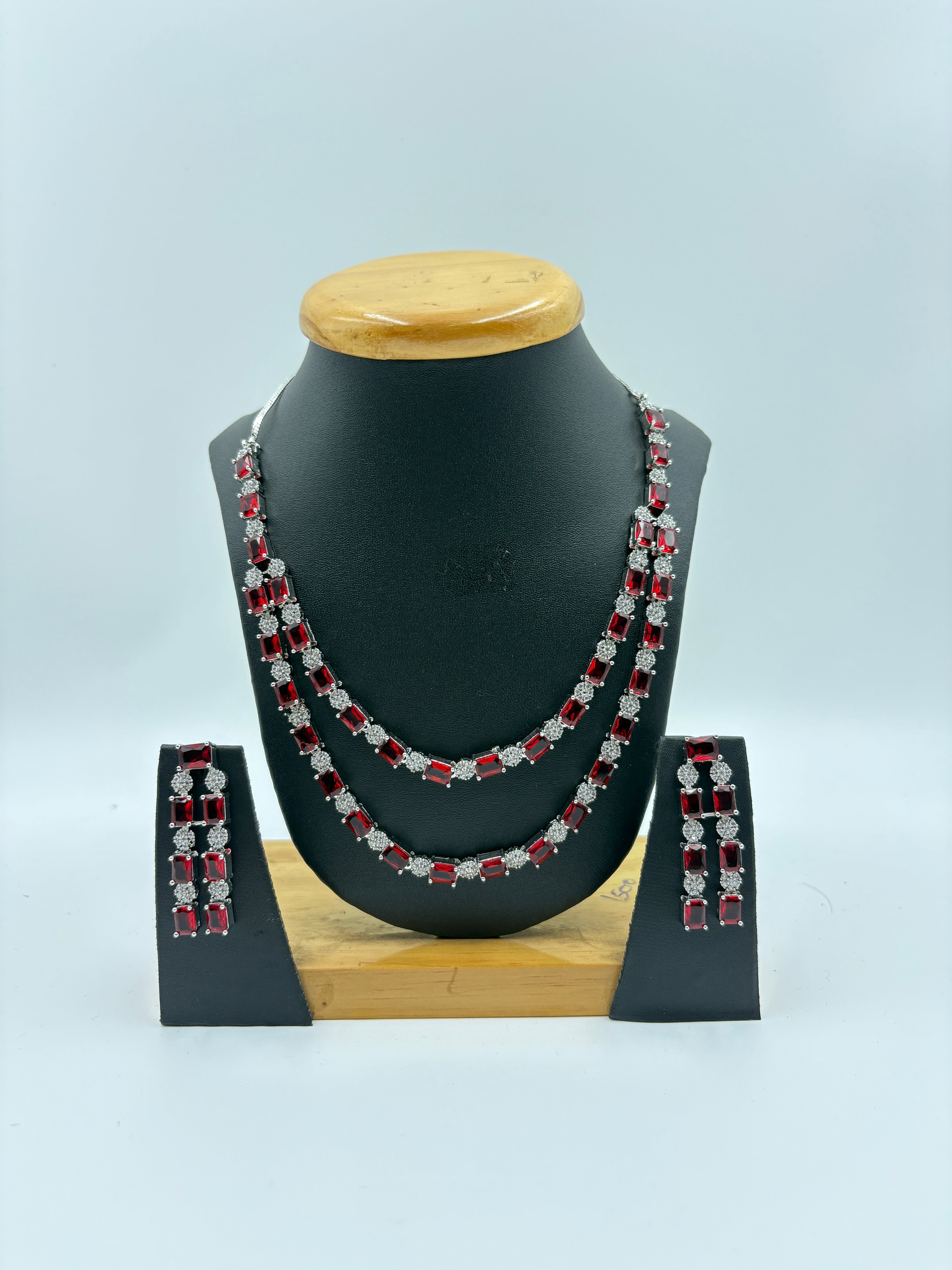 Double Layered Ruby Necklace Set