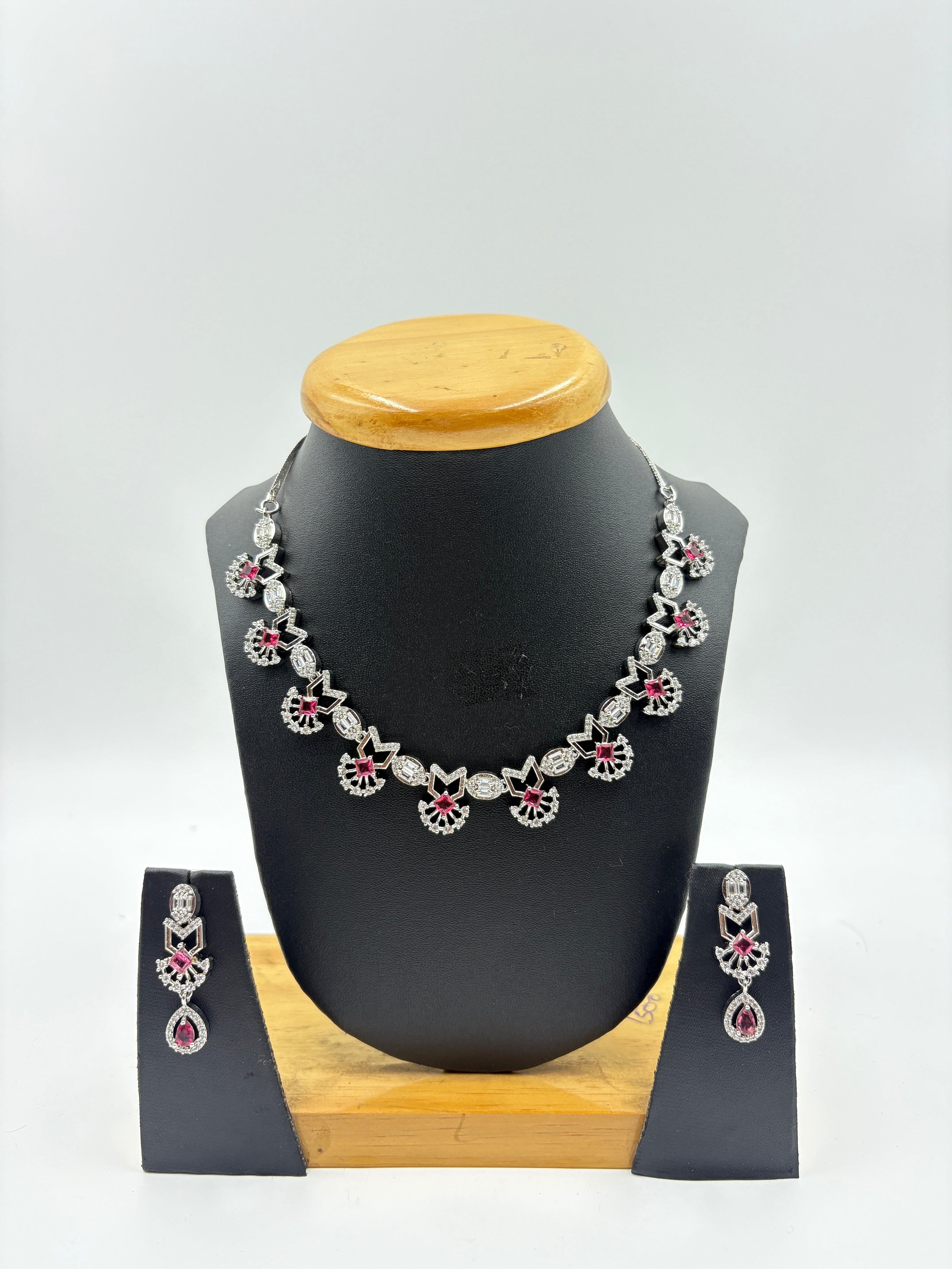Royal Pink Stone Necklace Set