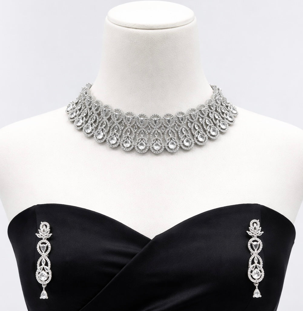 Crystal Teardrop Necklace Set