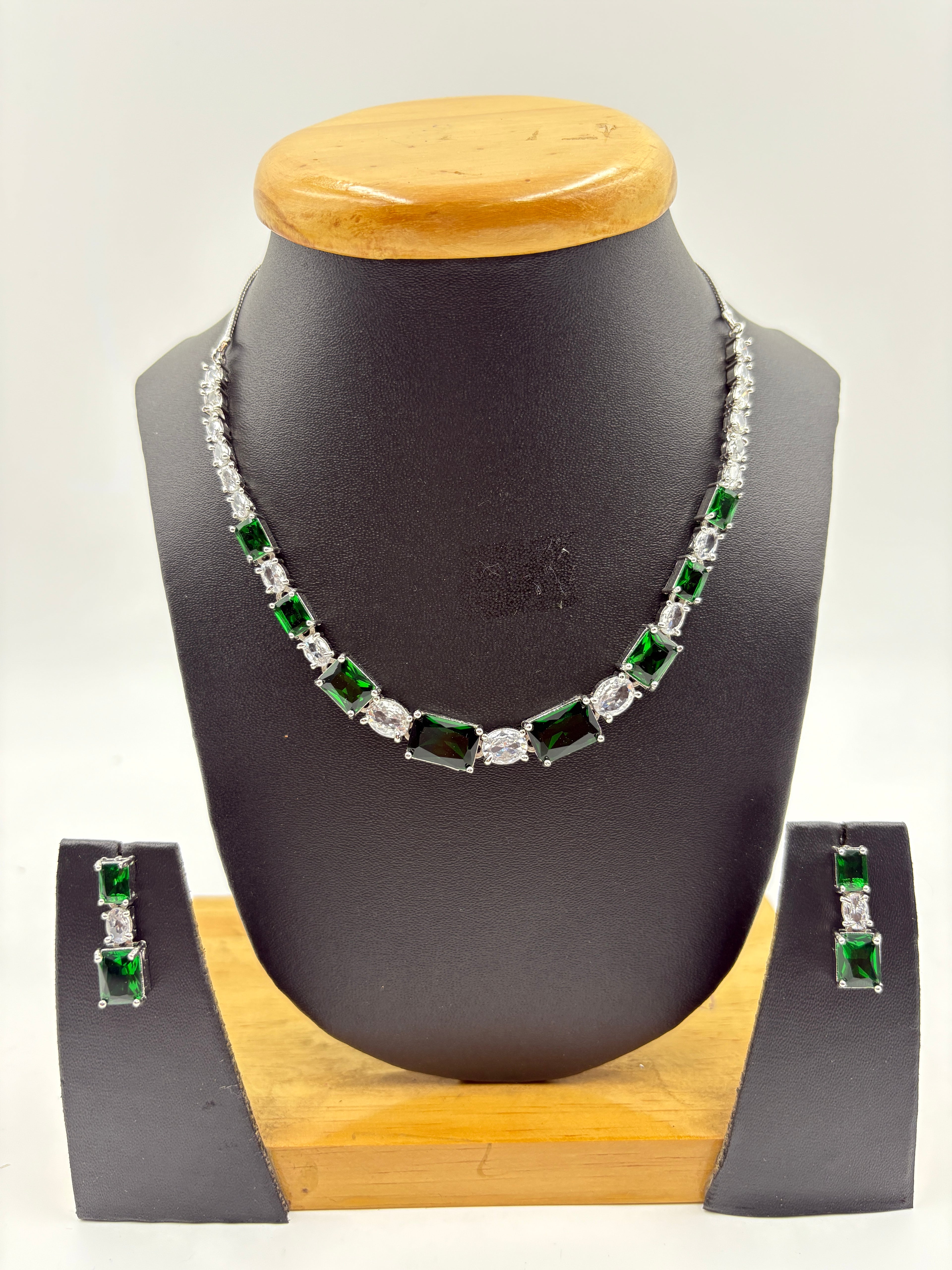 Emerald Cut Stone Necklace Set