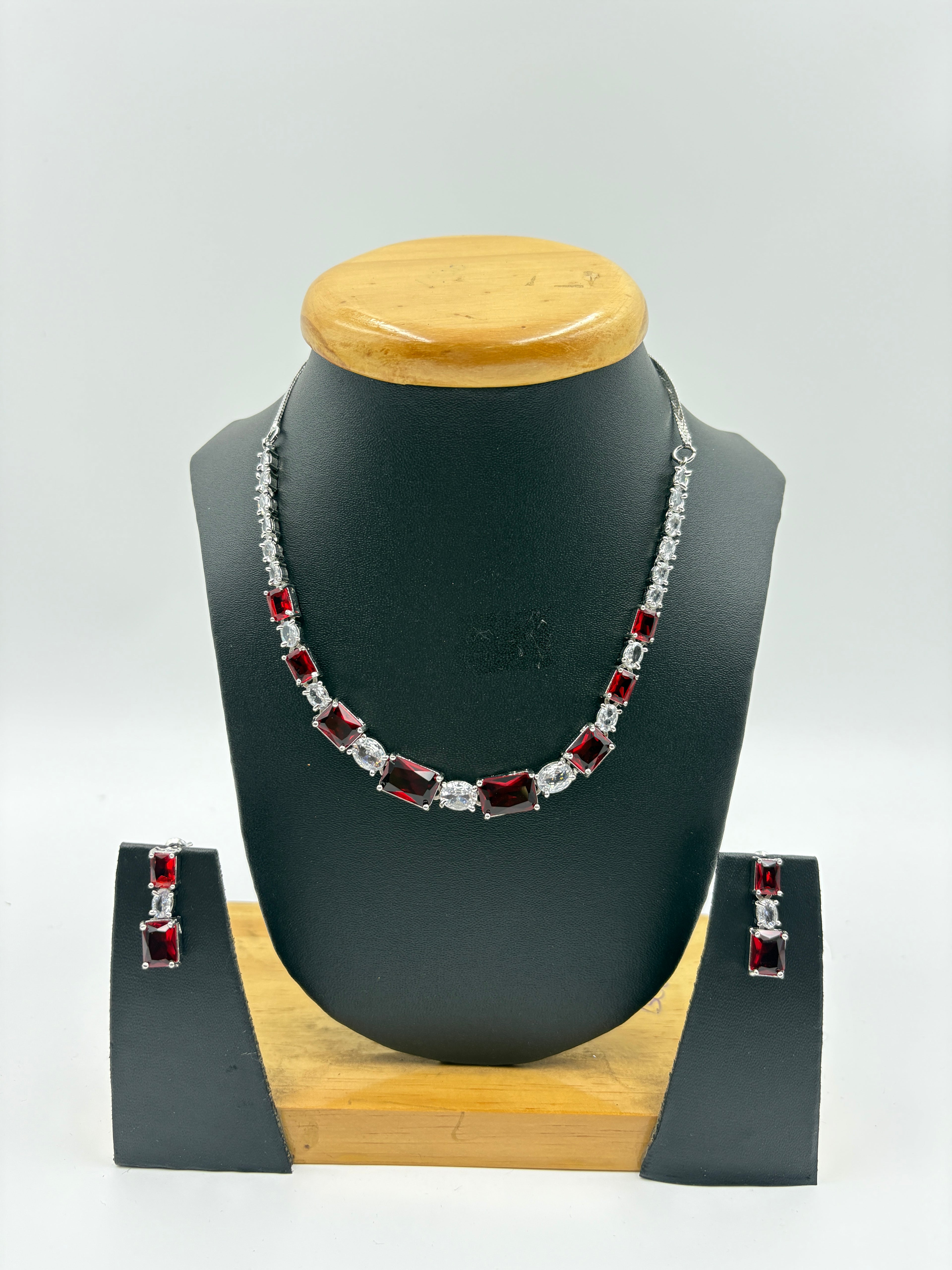 Emerald Cut Stone Necklace Set