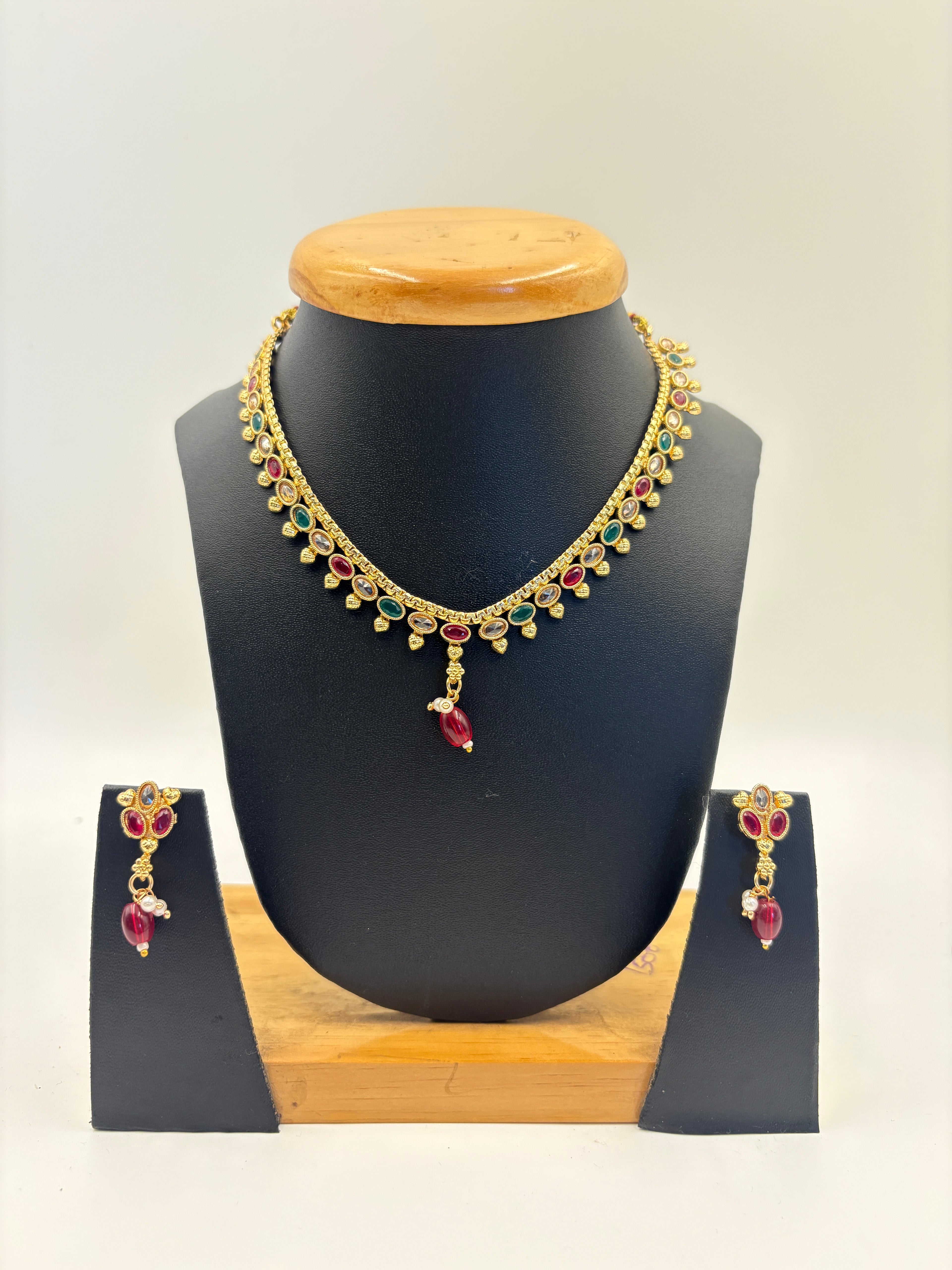 Multicolor Kundan Choker Necklace Set