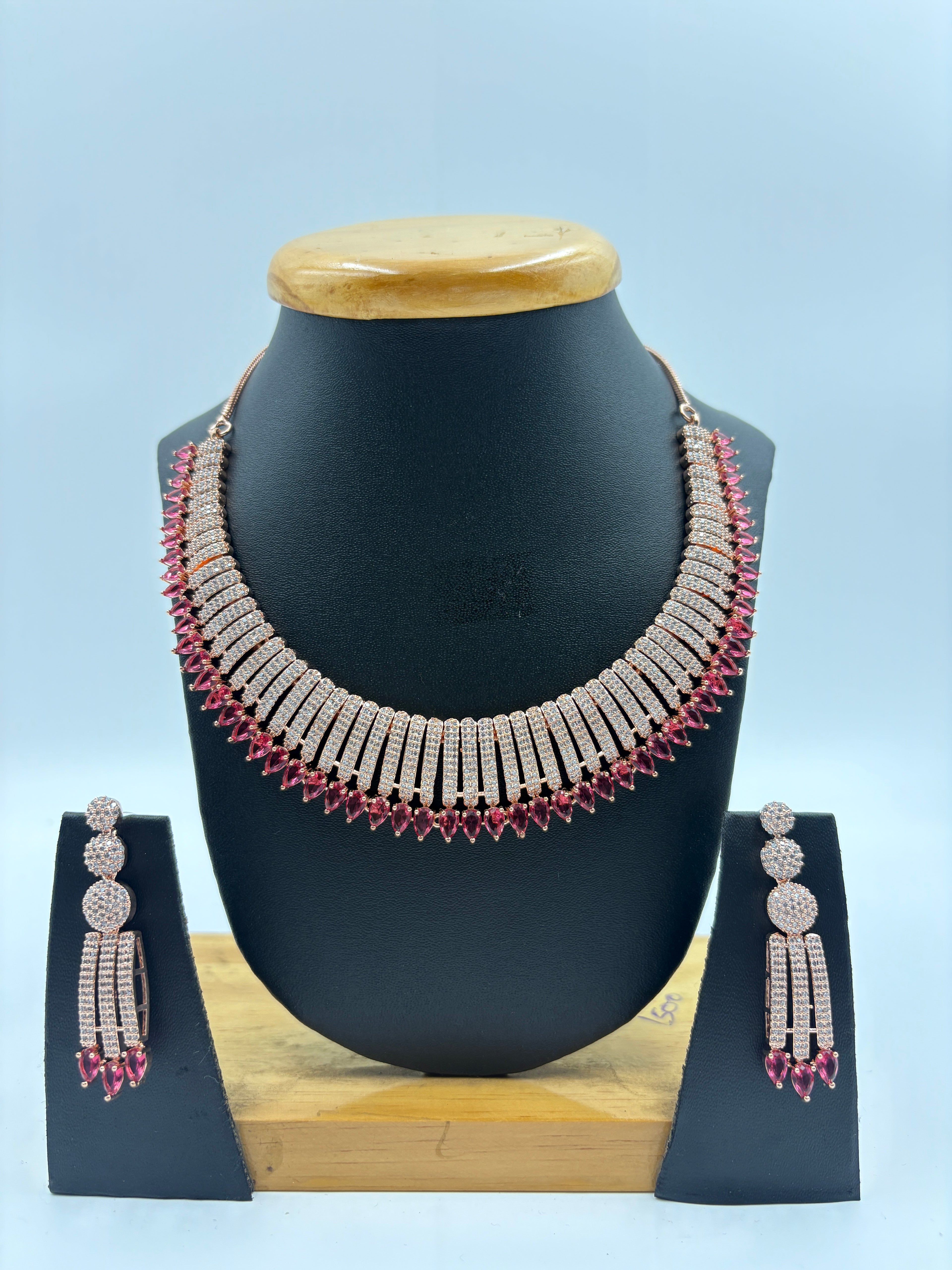 Classic Pink Fringe Necklace Set