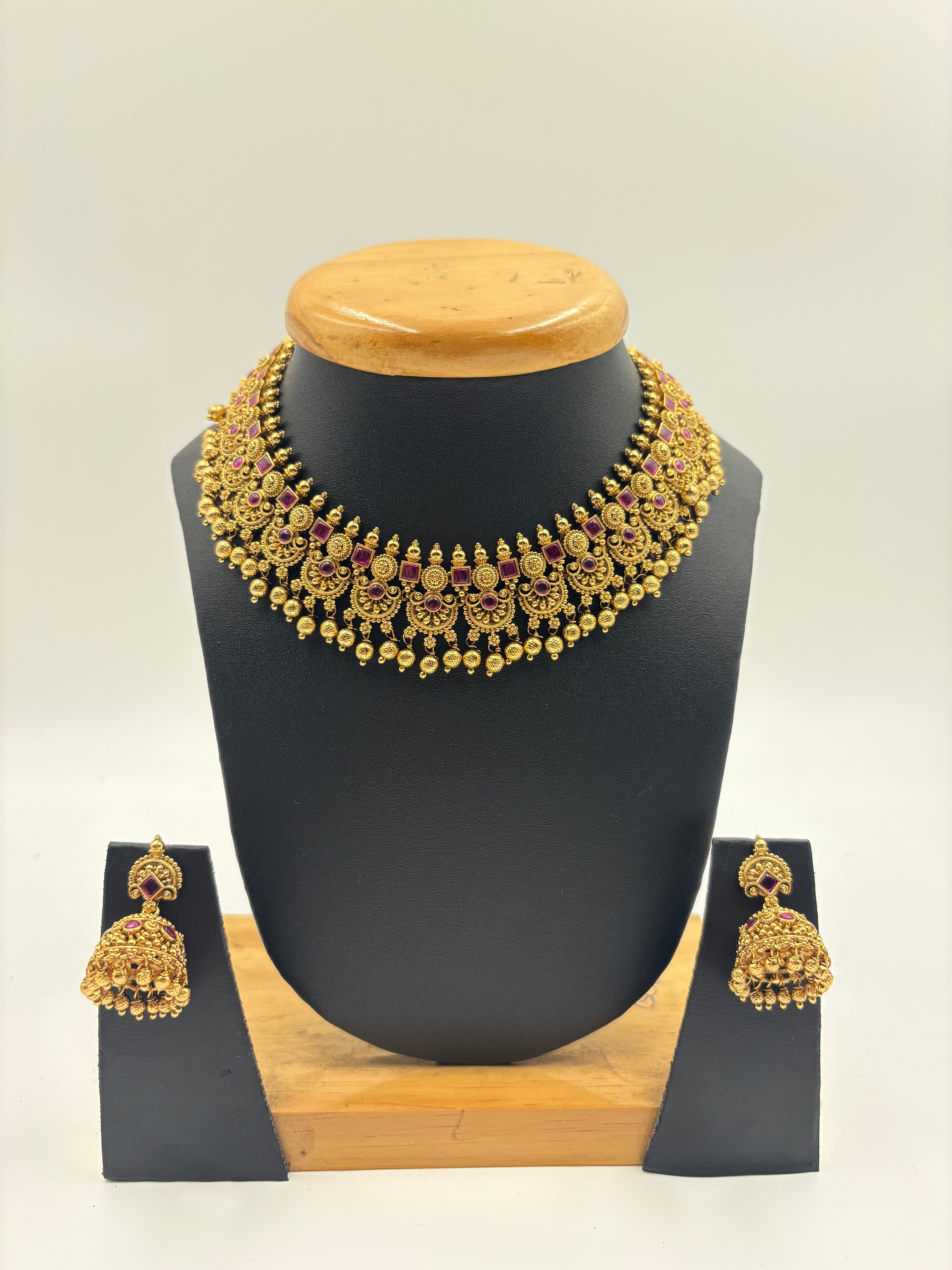 Temple Ruby Choker Necklace Set