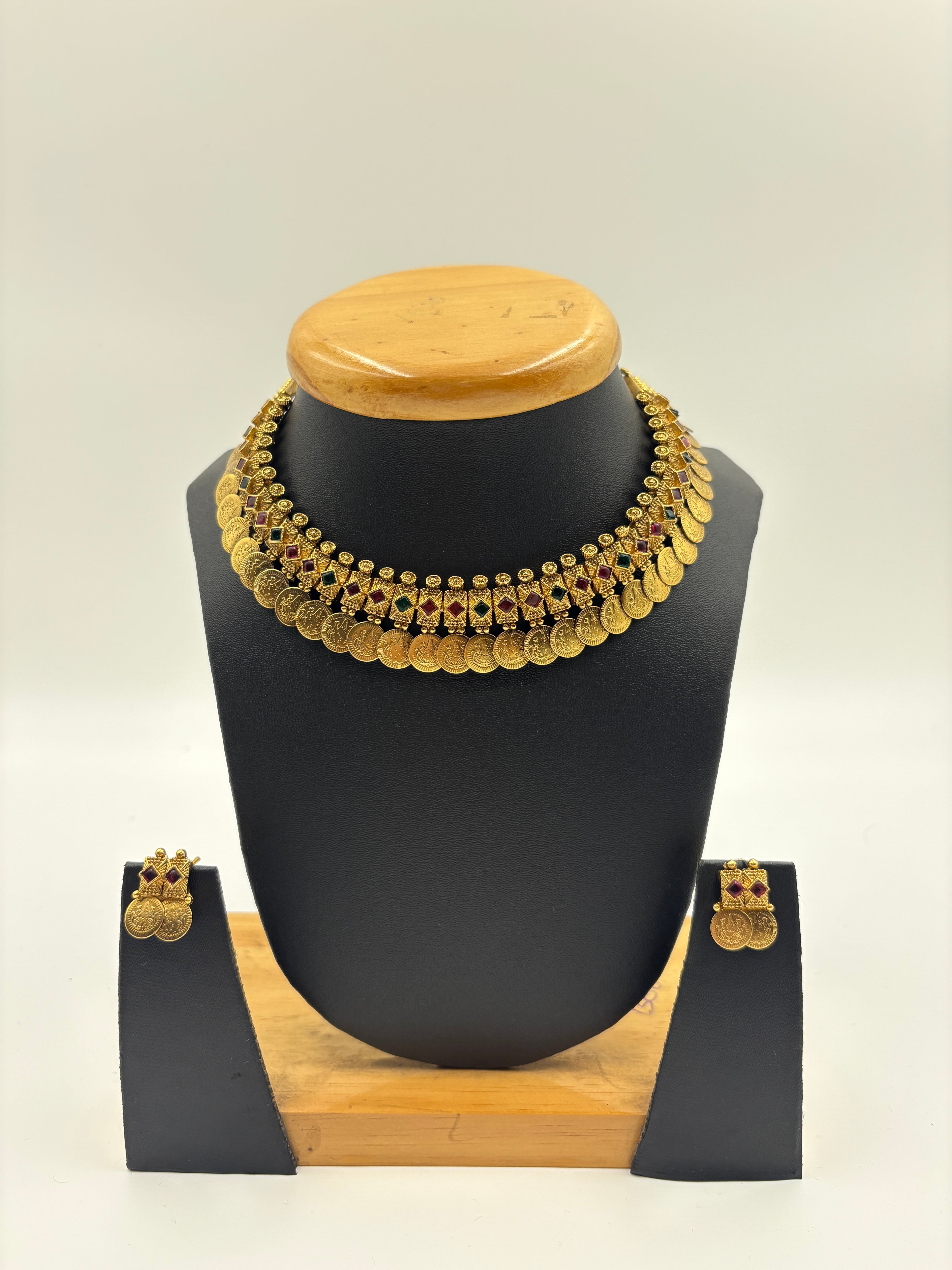Temple Kasu Coin Necklace Set
